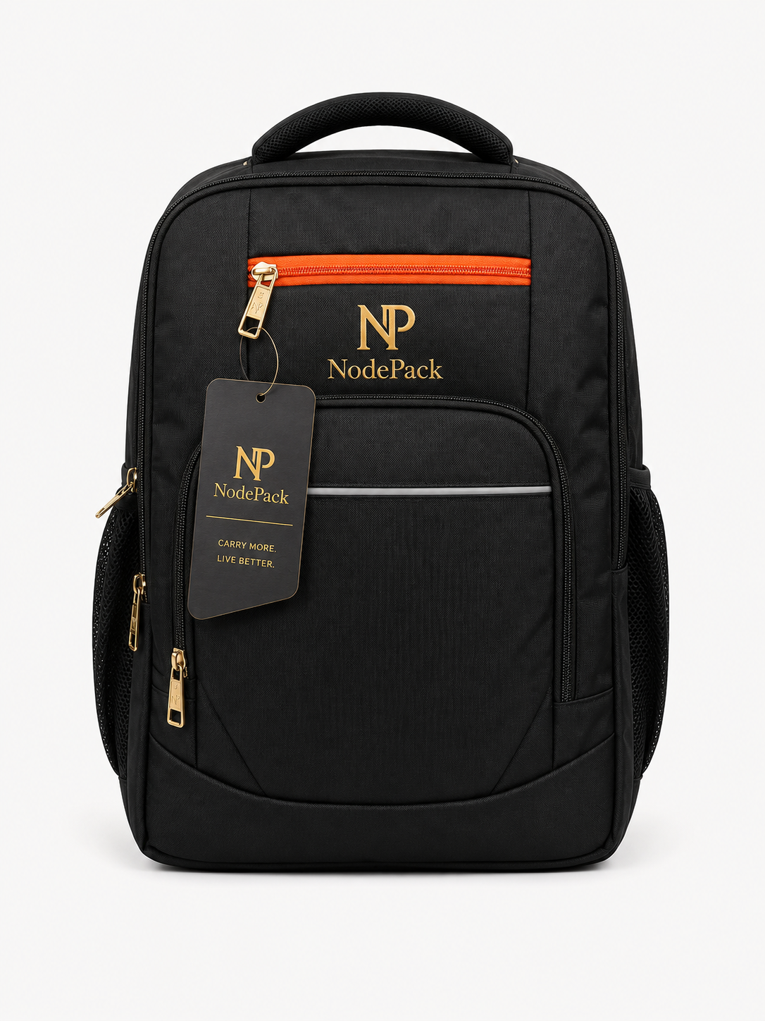 Pulse 16" Commuter Tech Backpack – Stealth Black & Blaze Orange